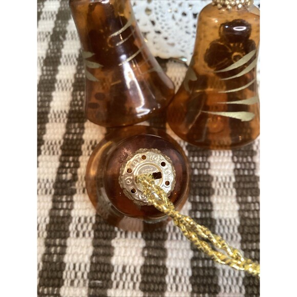 Vintage Blown Glass Bell Christmas Ornaments West Germany Brown & Gold Glitter - Picture 9 of 16